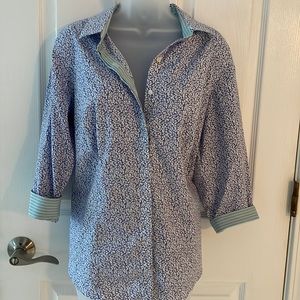 Talbots Beautiful Purple and White Print Button Down